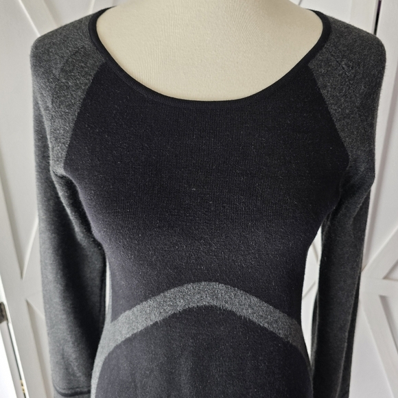 Max Studio Black and Gray Long-sleeve Midi Sweater Dress - Picture 2 of 8